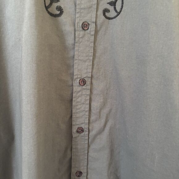 Guess Mens Y2K Grunge Button Shirt Grey XL Graphic Long Sleeve Cross Biker Angel - Picture 6 of 11